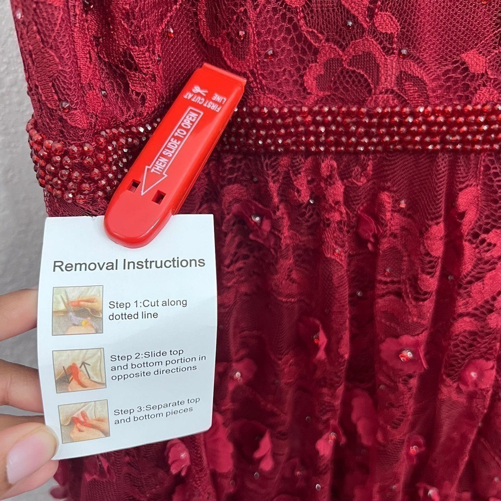 NEW $698 MAC DUGGAL 67710 BURGUNDY FLORAL RUFFLED TIERED SLEEVELESS GOWN Sz 10 - Picture 15 of 16